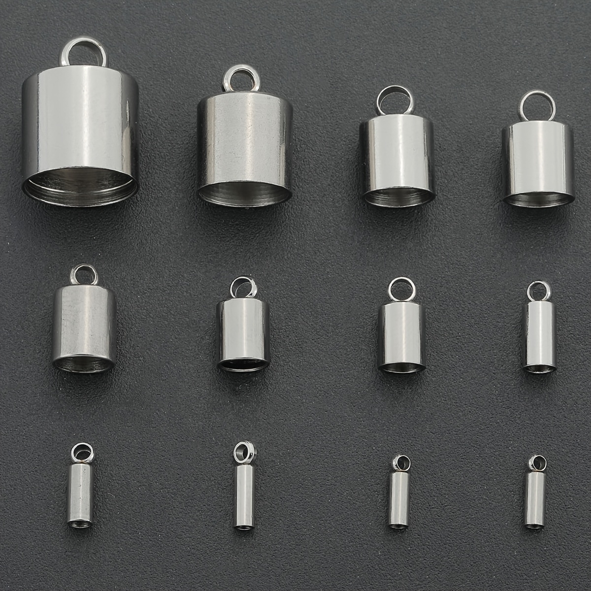 12pcs Stainless Steel Enamel Tassel Cap Cord Clasp Hook Connectors